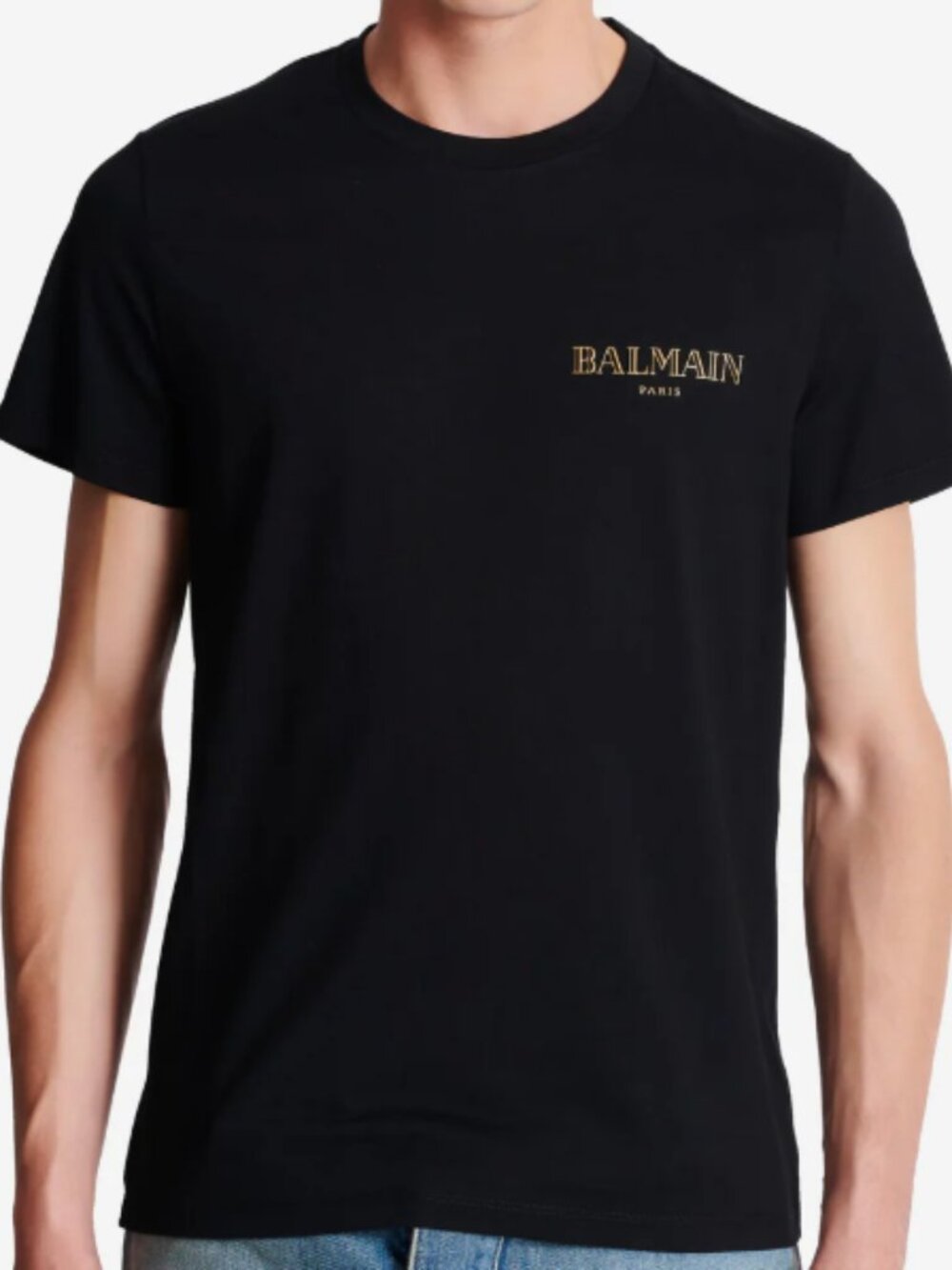 BNWT AW25 BALMAIN VINTAGE GOLD LOGO BLACK TSHIRT S & M